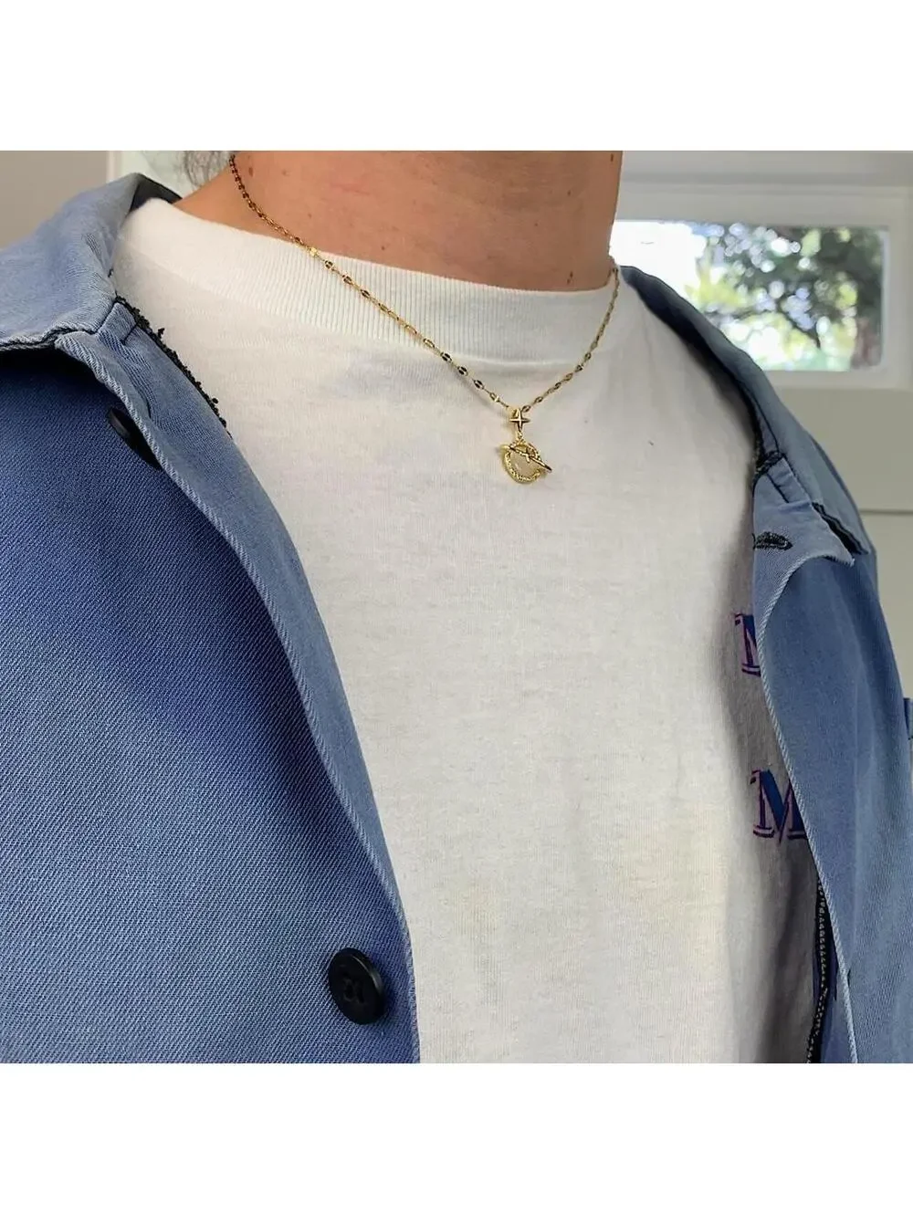 Cyber Y2k 2000s style gold opal planet pendant opium necklace. Cool design.